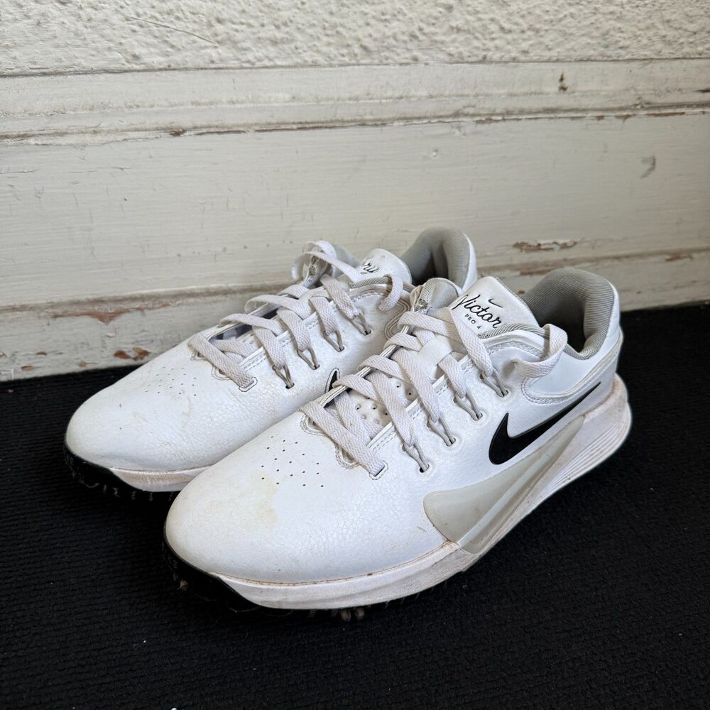 Nike Victory Pro 4 Men’s White Black Golf Shoes Spiked